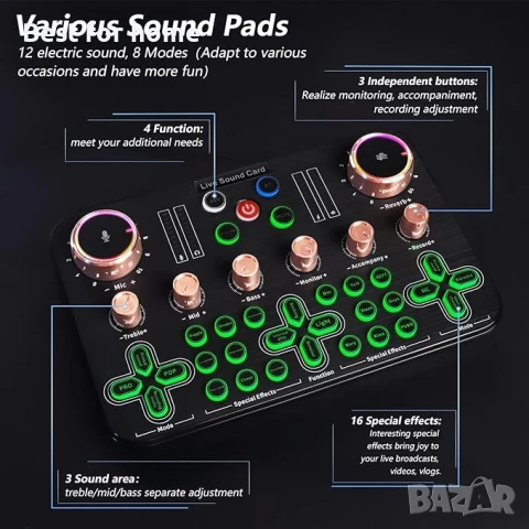 Комплект кондензаторен микрофон ALLWIN K600 XLR с карта за звук на живо, снимка 4 - Микрофони - 50495979