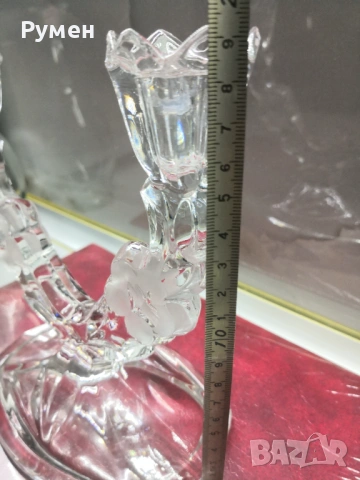 Винтидж кристален свещник , снимка 3 - Декорация за дома - 54234209