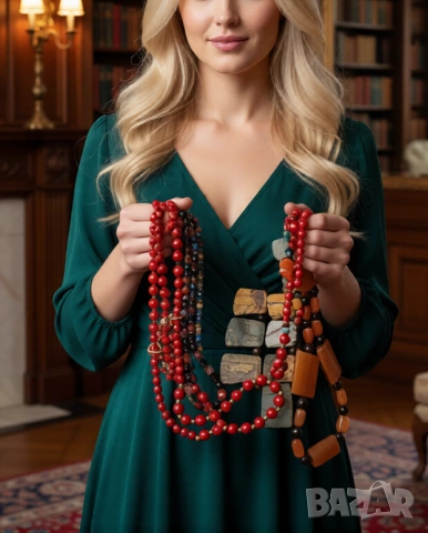 5 БРОЯ гердани и колиета от натурални камъни