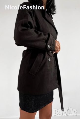 Велурено палто в черно  , снимка 4 - Палта, манта - 45535881