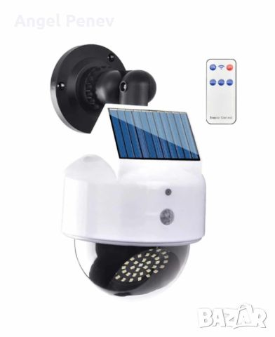 Соларна лампа със сензор за движение и дистанционно управление тип фалшива видеокамера JX-5116, снимка 6 - Друга електроника - 45784025