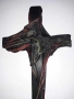 Ръчно изработен кръст разпятие в естествена кожа за църква параклис бог Исус Христос, снимка 2