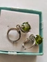 Сребърни обеци със зелен цирконии , снимка 2