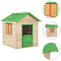 vidaXL Детска къща за игра, чамова дървесина, зелена(SKU:91791