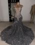 Бална рокля блестяща в сиво тип Русалка, снимка 1 - Рокли - 45156365