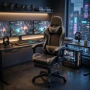 Геймърски стол с релакс механизъм, прибираща се поставка за крака и еко материал, снимка 4