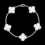 Van Cleef & Arpels VCA 5 Motifs Silver Mother of Pearl Vintage Alhambra Дамска Гривна, снимка 8