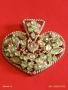 Висулка с формата на сърце със зелени кристали ОЛИВИН 52247, снимка 1