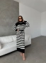 Дамска плетена рокля с поло яка – черно/бяло, снимка 3
