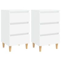 vidaXL Нощни шкафчета с крака от дървен масив, 2 бр, бели, 40x35x69 см(SKU:805888, снимка 1 - Шкафове - 45131142