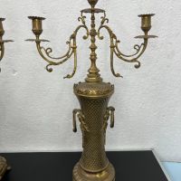 Чифт бронзови свещници №5445 , снимка 2 - Антикварни и старинни предмети - 45873516