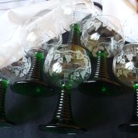 Комплект от шест чаши 100мл. със зелено столче на стойка от ковано желязо., снимка 9 - Чаши - 45082885