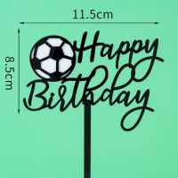 Happy Birthday ФУТБОЛНА ТОПКА футбол игрище черен твърд акрил топер украса за торта, снимка 3 - Други - 33102918