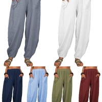 Дамски широки панталони с джобове, 9цвята , снимка 1 - Панталони - 45036252