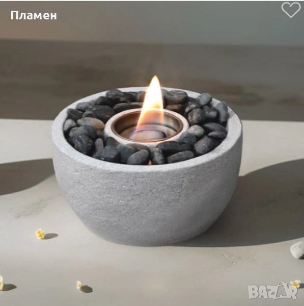 Декоративна камина на биоетанол декорация камък и огнище 23х11 см., снимка 1