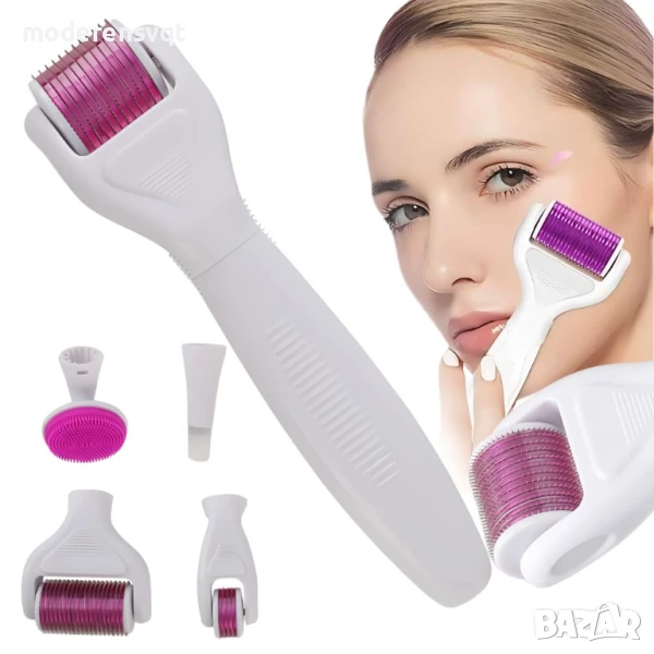 DERMA ROLLER за микроиглена мезотерапия лице, шия и тяло, комплект 6в1, снимка 1