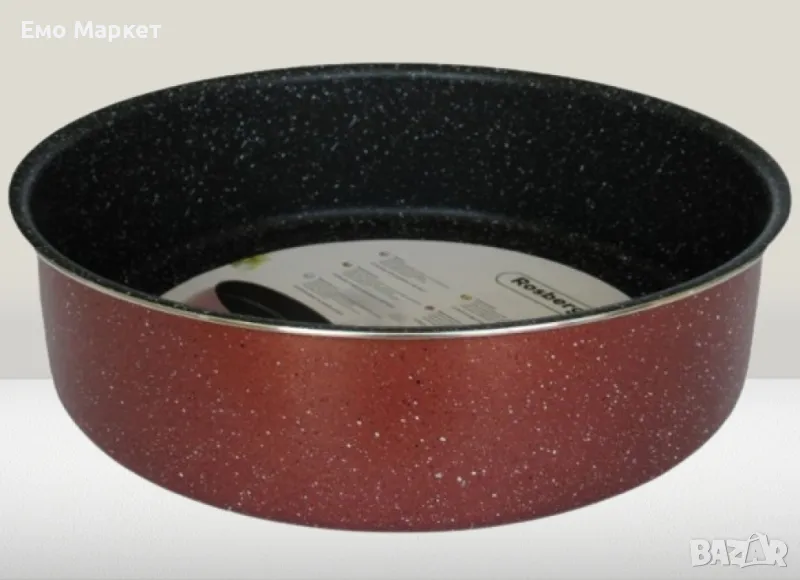 Тава Rosberg R51222G26, Кръгла,26/28/30/32/34 см., Мраморно покр., Бордо меланж/алуминий, снимка 1