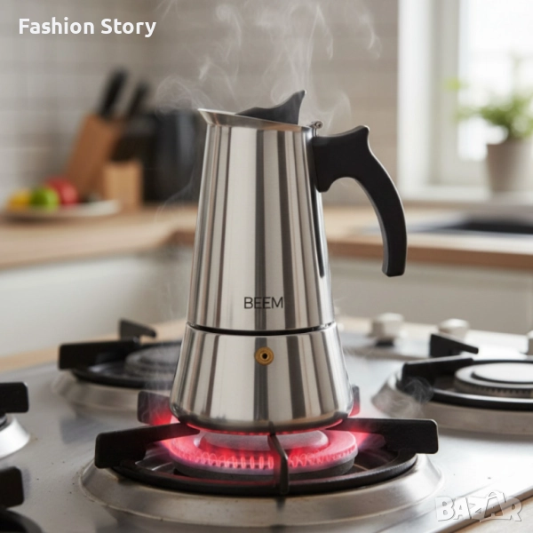 Еспресо кафеварка BEEM Classic Selection – за 4 чаши, неръждаема стомана, снимка 1