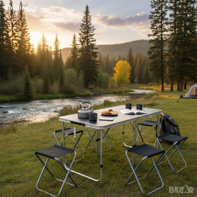 Мобилен комплект маса и 4 стола – практично решение за всяко пътуване и открито пространство, снимка 1