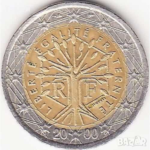 Монета от 2 евро с изместен център 2000г Франция, снимка 1