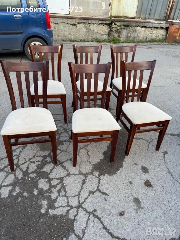 Продавам комплект от 6 масивни дървени трапезарни столове, снимка 1