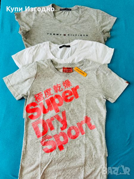 Сет от три дамски тениски SuperDry, Calvin Klein и Tommy Hilfiger къс ръкав, снимка 1