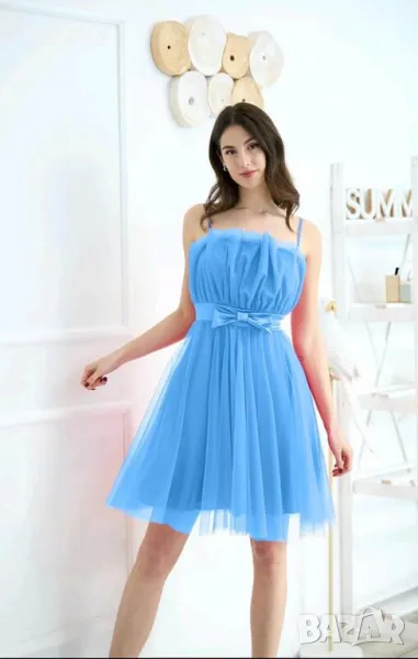 Дамска официална светлосиня тюлена рокля, снимка 1