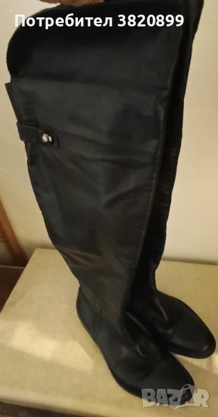 Дамски ботуши тип чизми естествена кожа черни 40 номер НОВИ , снимка 1