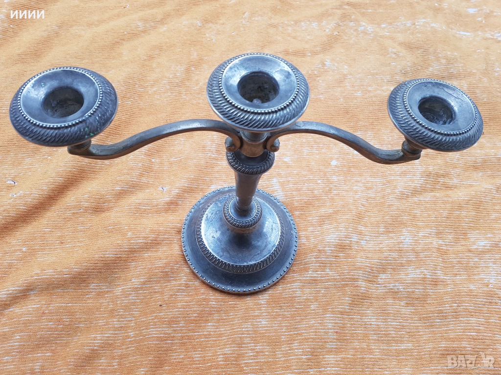 Посребрен свещник тройка, снимка 1