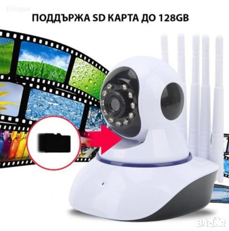 Домашна Wi-Fi камера за видеонаблюдение с 5 антени – 2MP HD 1080P, снимка 1
