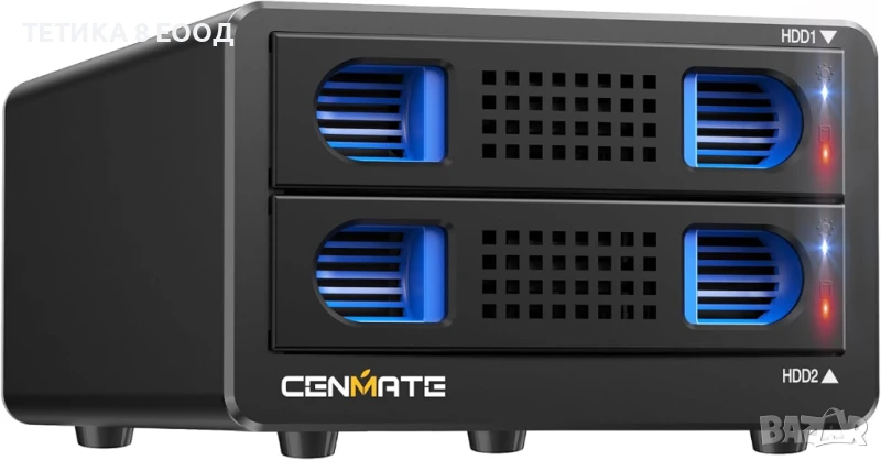 Кутия за твърд диск с 2 слота и вентилатор за 2.5/3.5 SATA, снимка 1