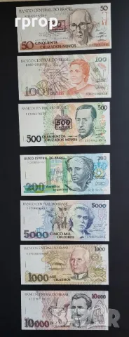 
Бразилия.
50,100,200,500,1000,5000 и 10000 крузейро.
1990 - 1993 година.
UNC.
7 бройки., снимка 1 - Нумизматика и бонистика - 47769919