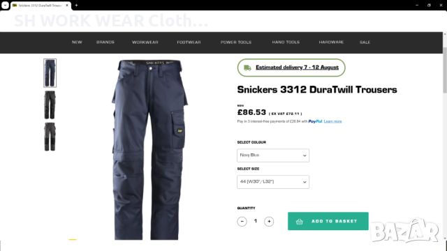 Snickers 3312 DuraTwill Work Trousers размер 46 / S - M работен панталон W4-213, снимка 2 - Панталони - 46737849