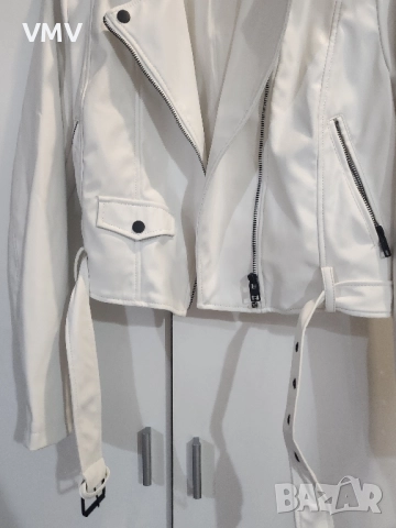 Кожено бяло яке, снимка 4 - Якета - 51646893