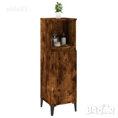 vidaXL Шкаф за баня, опушен дъб, 30x30x100 см, инженерно дърво(SKU:819817), снимка 4 - Шкафове - 49155005