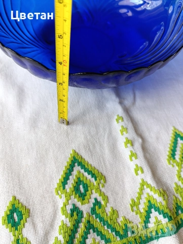 Стъклена купа фруктиера кобалт синьо стъкло, снимка 5 - Аксесоари за кухня - 51453297