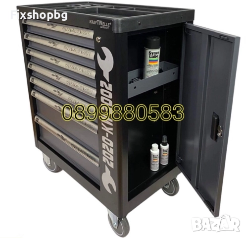 Шкаф-количка с инструменти с 7 рафта Kraftwelle, снимка 2 - Други инструменти - 51563385