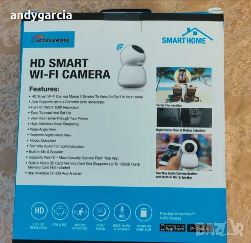 accelerate smart home hd smart wi-fi camera камера за наблюдение, чисто нова в кутия, снимка 6 - HD камери - 47042346