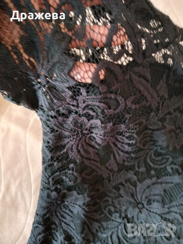 Дамска блуза, черна дантела с подплата, снимка 2 - Якета - 53605090
