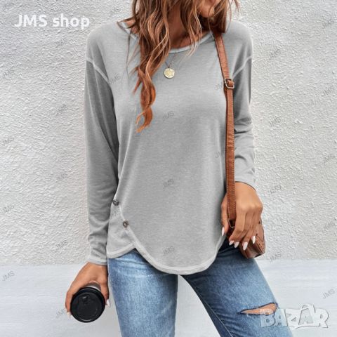 Дамска едноцветна тениска (блуза) с дълъг ръкав, 8цвята , снимка 2 - Тениски - 45135965