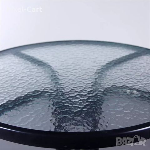 Кръгла градинска маса с прозрачно матирано стъкло - ø70 см., снимка 2 - Маси - 46407787