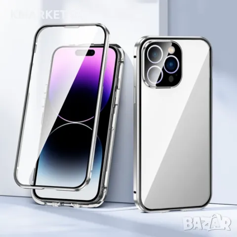 Apple iPhone 15 Удароустойчив Калъф Metal Frame с Магнит 360 Градуса Защита и Протектор, снимка 12 - Калъфи, кейсове - 47206119