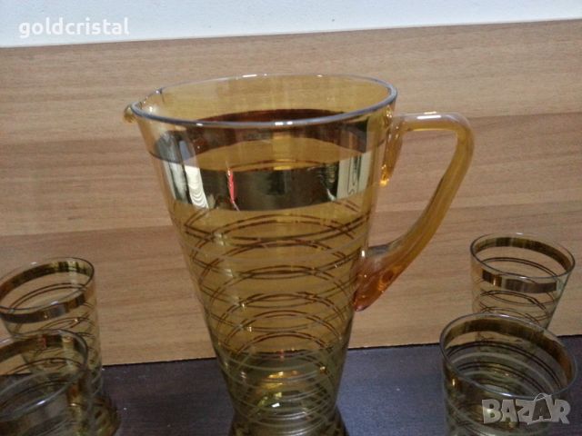 Ретро стъклени чаши и кана , снимка 2 - Антикварни и старинни предмети - 46117360