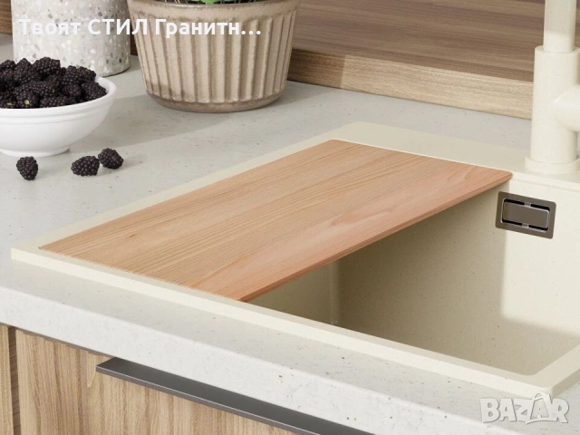 Кухненска Мивка от гранит модел Осло 50 XXL 490 x 500 mm - бежава, снимка 8 - Други - 38519952