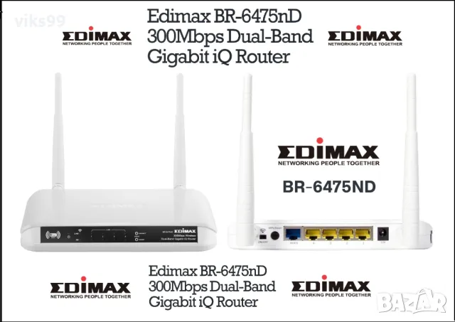 Edimax BR-6475nD 300Mbps Dual-Band Gigabit iQ Router, снимка 1 - Рутери - 47481029