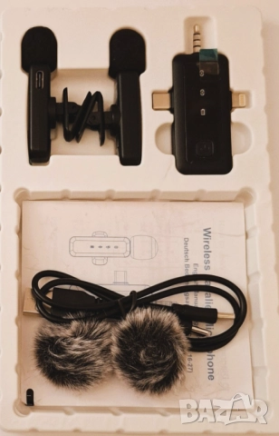 Нови Безжични Lavalier (Лавалиер) Микрофони тип брошка, снимка 2 - Микрофони - 52915525