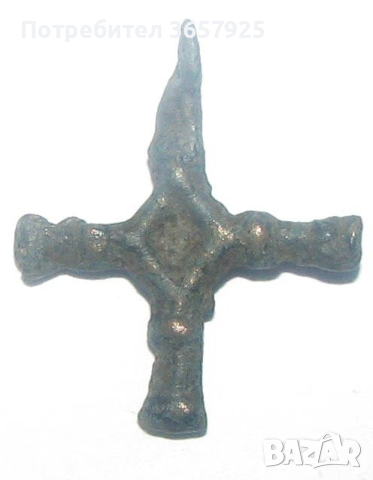 Старинен бронзов рицарски кръст от епохата на кръстоносците, снимка 3 - Антикварни и старинни предмети - 44949660