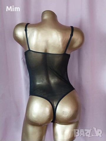 S Черно еластично, прозрачно боди , снимка 2 - Бельо - 53908802