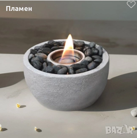 Декоративна камина на биоетанол декорация камък и огнище 23х11 см.