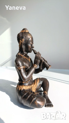 Бронзова статуетка на музикант в медитация , излъчващ спокойствие и духовна хармония. , снимка 9 - Статуетки - 53727276